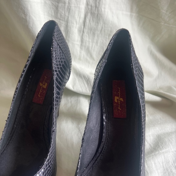 7 For All Mankind Heels Size 7.5 Leather Slip On Heel 4” #T2 - Picture 3 of 6